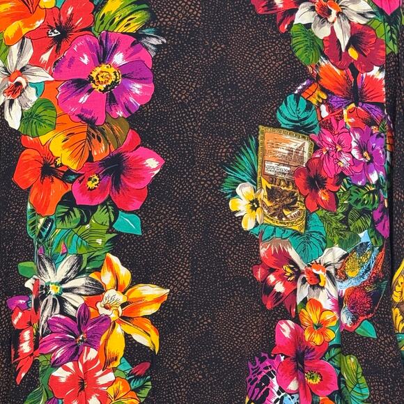 Vintage Carole Little Tropical Floral and Snakeskin Print Jeweled Button Jacket - Picture 7 of 9